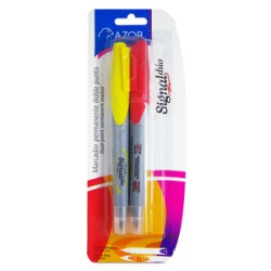 Marcador Permanente Azor Signal Dúo / Punta doble de bala / Colores surtidos / 2 piezas