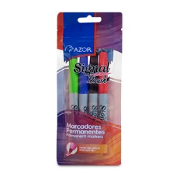 Marcador Permanente Azor Signal Brush 4 piezas