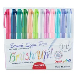 Plumones Pentel Brush Up Colores Pastel 12 piezas