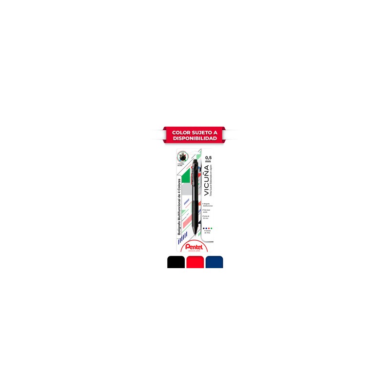 Pluma Retráctil Pentel Vicuña BXC45BP-M / Punto extrafino / Tinta negra roja azul verde / 1 pieza