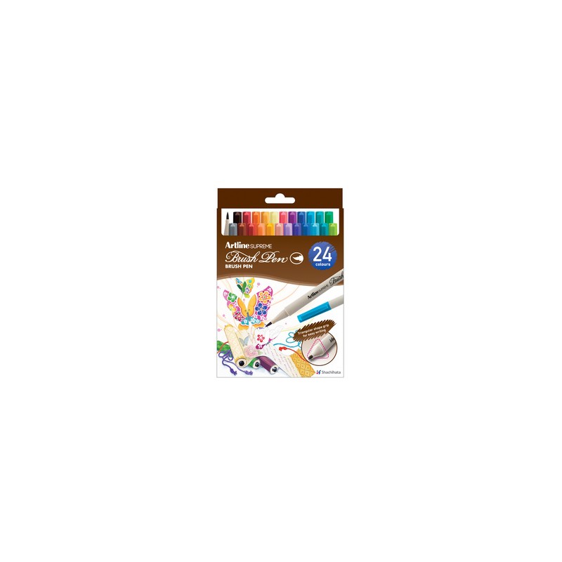 Plumones de Agua Artline Punta Pincel Colores 24 piezas
