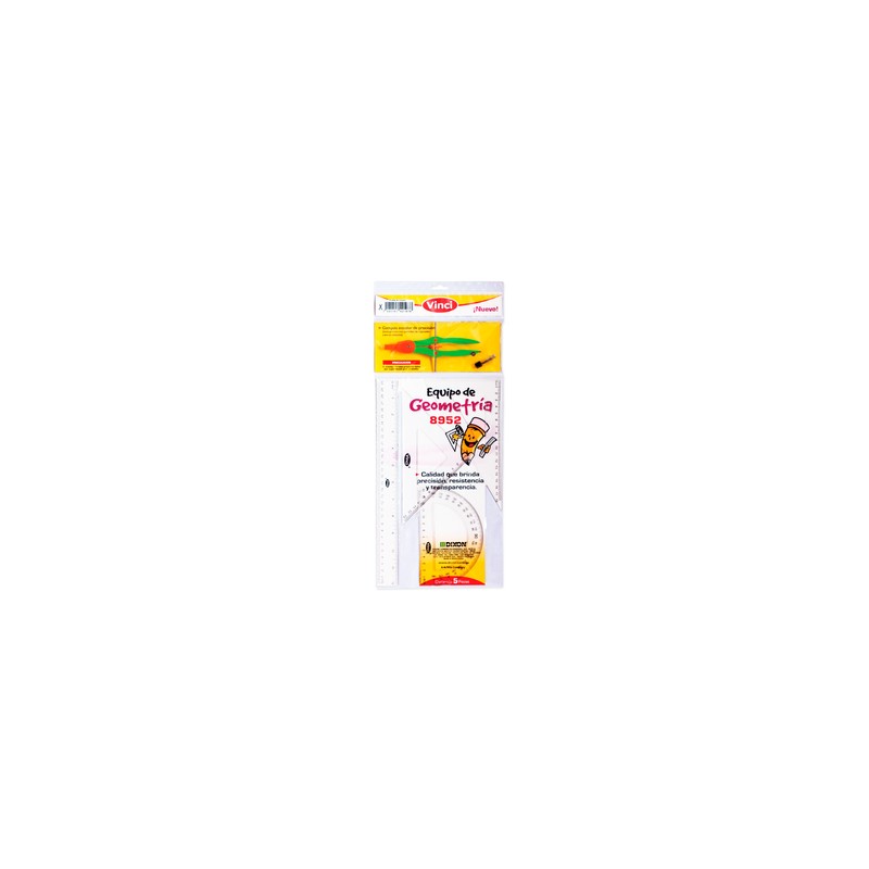 JUEGO DE GEOMETRIA VINCI (TRANSPARENTE, 5 PZS.)