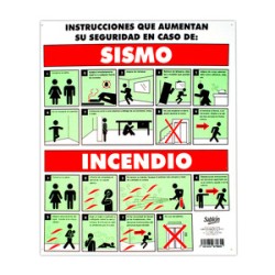 Letrero de Emergencia Sablón Que Hacer en Caso de Sismo o Incendio