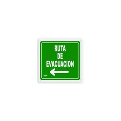 Letrero Ruta de Evacuación Izquierda Sablón / 16.5 x 16.5 cm