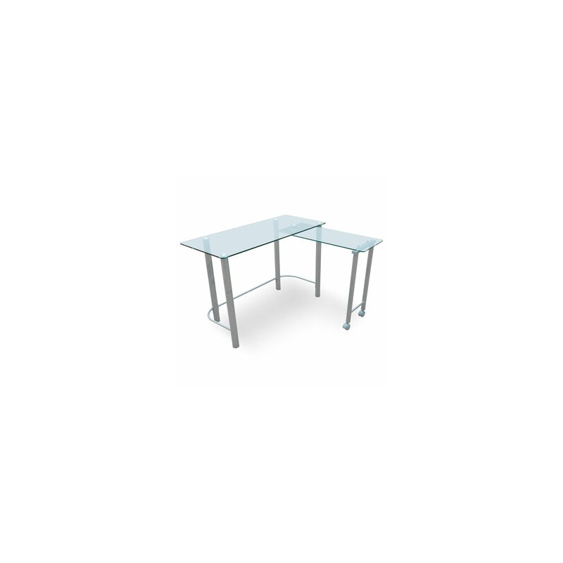 Escritorio L Office Depot Slider / Plata / Cristal templado / Acero