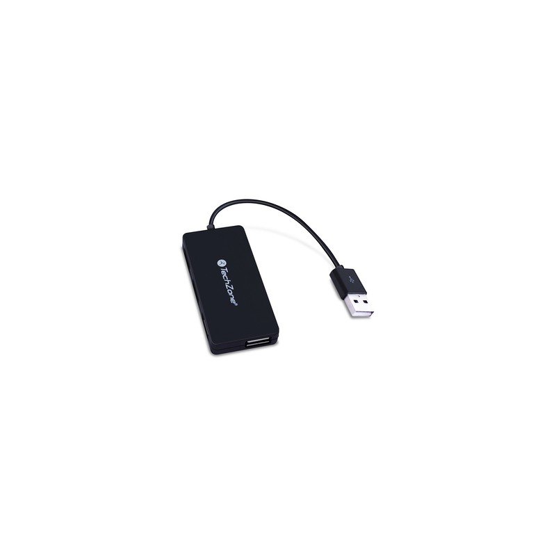 Hub USB TechZone TZ17HUB02 4 puertos PC Laptop Mac Negro