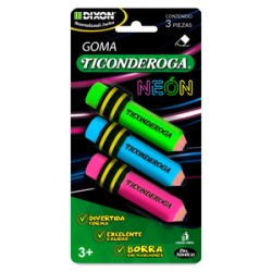 Goma de Borrar Dixon Ticonderoga Neón 3 piezas