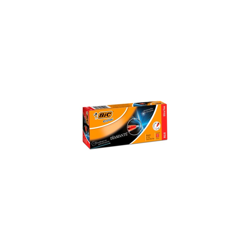 Pluma Bic Cristal Punta Ultra Fina 0.7 mm Rojo 12 piezas