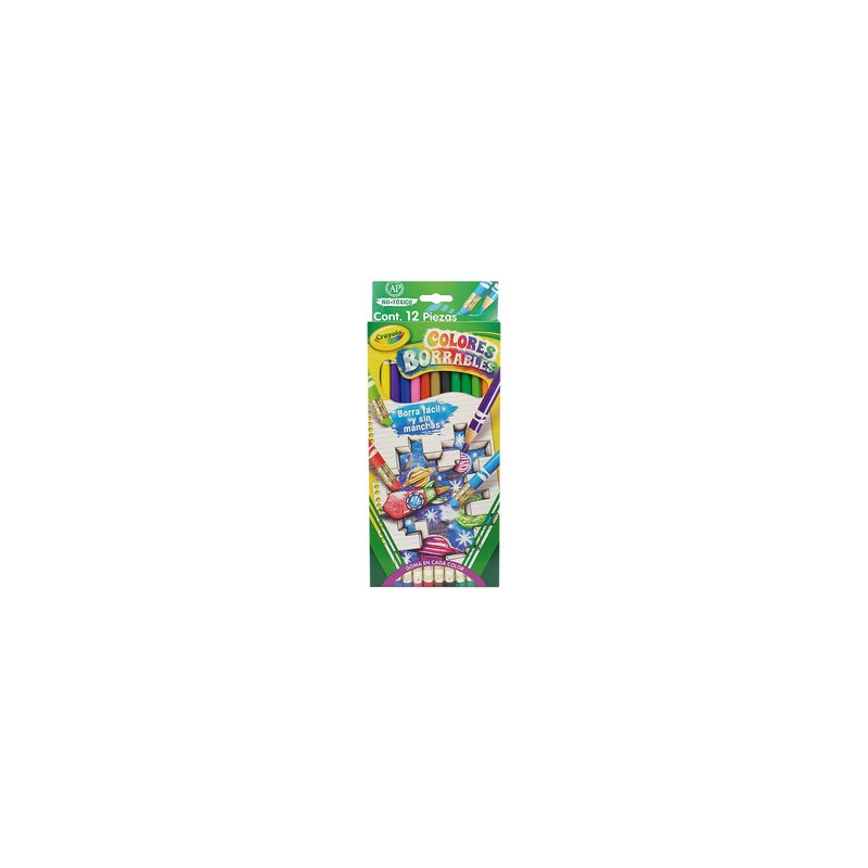 Lápices de Colores Borrables Redondos Crayola / 12 piezas / Sacapuntas gratis