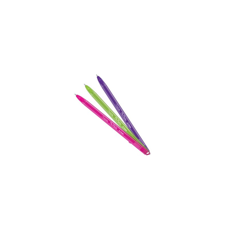 Plumas Azor Pin Point / Punto fino / Tinta rosa verde morada / 3 piezas