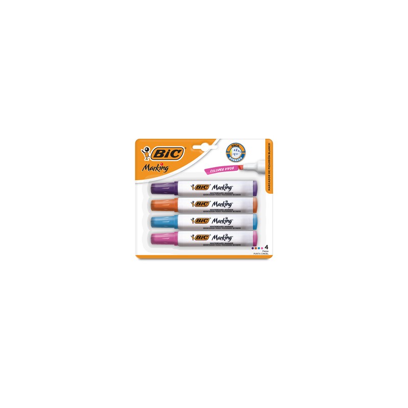 Marcadores para Pizarrón Blanco Bic Marking Fashion / Punta cincel / 4 piezas