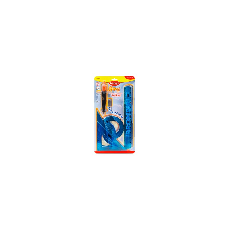 Juego de Geometría Vinci Flexy Mediano Azul 4 piezas
