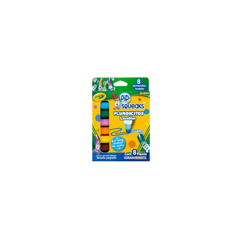 Plumoncitos Lavables Crayola Squeaks Colores 8 piezas