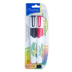 Marcador para Pizarrón Azor Aquarelo Rojo y Negro 2 piezas