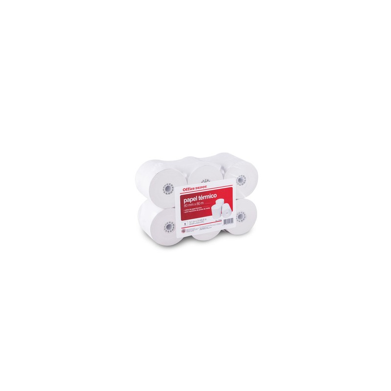 Rollo de Papel Térmico Office Depot Blanco 8 cm x 80 m 6 piezas