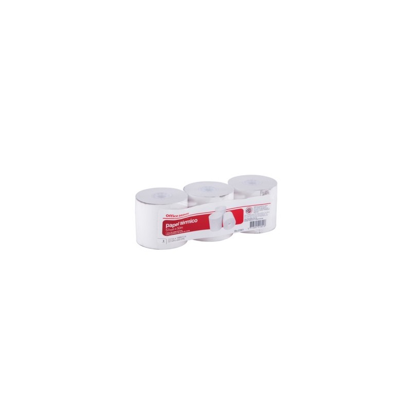 Rollos de Papel Térmico para Impresoras Punto de Venta Office Depot 21801 / Blanco / Empaque 3 piezas