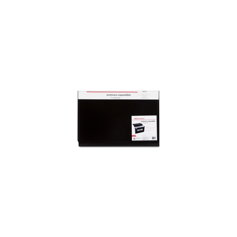 Archivero Expandible de Plástico con Broche de Velcro Oficio Office Depot / 13 Divisiones / Negro