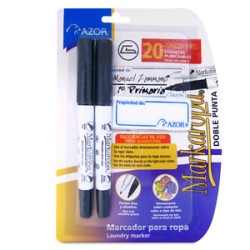 Marcador Para Ropa Azor Doble Punta Negro 2 piezas