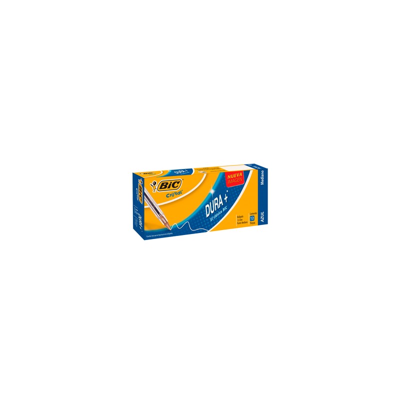 Plumas Bic Cristal Punto Mediano Tinta Azul 12 piezas